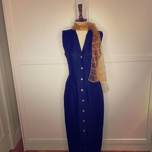 Vintage Linen Blend Dress, Early 90s